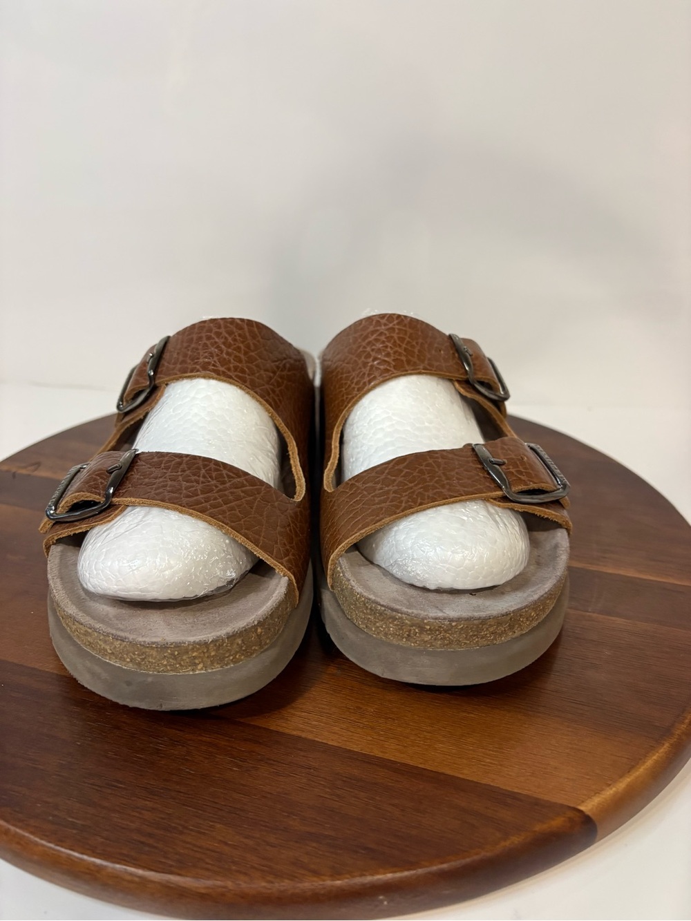 Mephisto Air Relax Leather Slide Sandals Brown Double Strap EU 38 Comfort